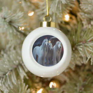 Afghan Hound Schneebedeckte Schlittenfahrt Weihnac Keramik Kugel-Ornament