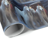 Afghan Hound Snowy Sleigh Ride Weihnachtsdekor Geschenkpapier (Rolleneckpunkt)