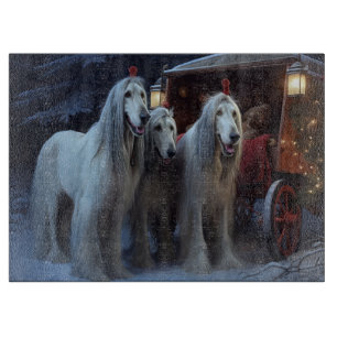 Afghan Hound Snowy Sleigh Ride Weihnachtsdekor Schneidebrett