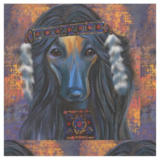 Afghan Hound Southwestern Art Stoff (Nahaufnahme)