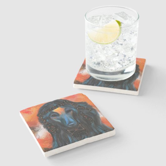 Afghan Hound Steinuntersetzer (Seitenansicht)