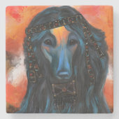 Afghan Hound Steinuntersetzer (Vorderseite)