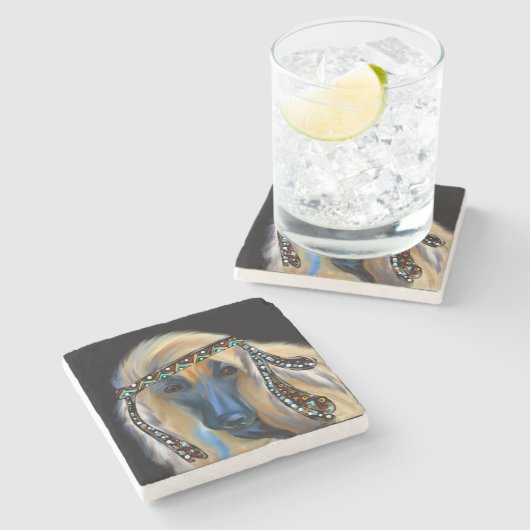 Afghan Hound Steinuntersetzer (Seitenansicht)