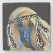 Afghan Hound Steinuntersetzer (Vorderseite)