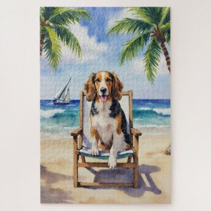 Afghan Hound Strand Szene Puzzle