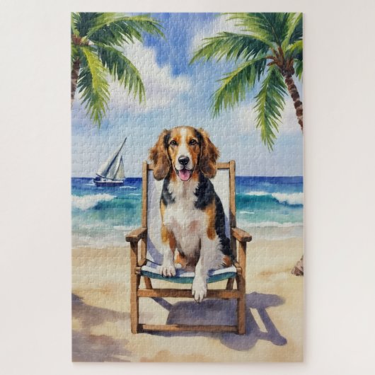 Afghan Hound Strand Szene Puzzle (Vertikal)