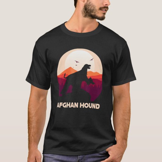 Afghan Hound under Moon for Halloween Costume T-Shirt (Vorderseite)