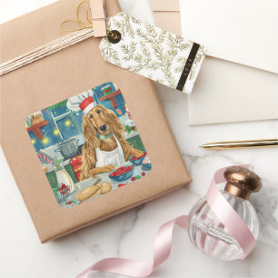 Afghan Hound Weihnachtsbäckerei: Festliches Christ Quadratischer Aufkleber