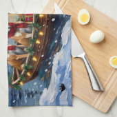 Afghan Hound Weihnachtsboot Urlaub Geschirrtuch (Viertel Falte)