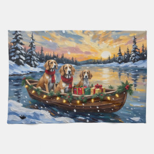 Afghan Hound Weihnachtsboot Urlaub Geschirrtuch