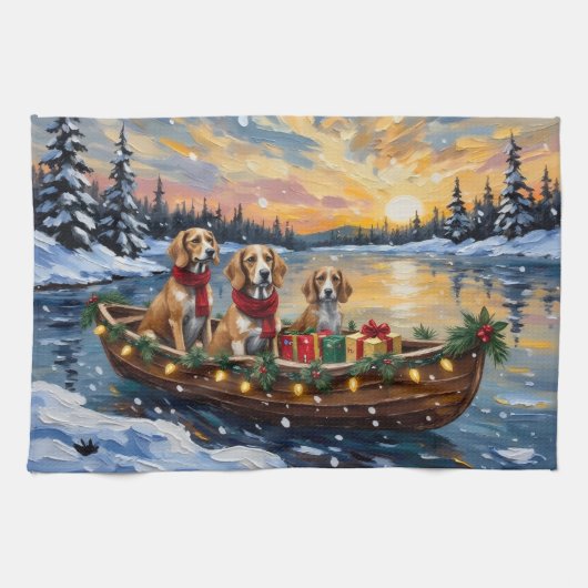 Afghan Hound Weihnachtsboot Urlaub Geschirrtuch (Horizontal)