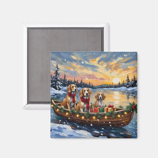 Afghan Hound Weihnachtsboot Urlaub Magnet (Vorderseite/Rückseite)