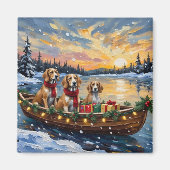 Afghan Hound Weihnachtsboot Urlaub Magnet (Vorne)