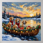 Afghan Hound Weihnachtsboot Urlaub Poster (Vorne)