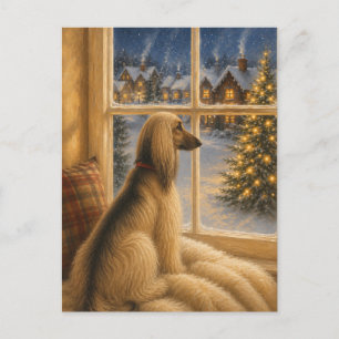 Afghan Hound Weihnachtsfensterkunst Postkarte