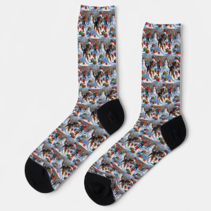 Afghan Hound Weihnachtsfestliche Schneeszene Socken