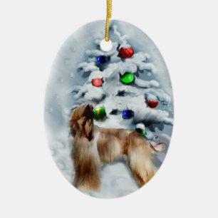 Afghan Hound Weihnachtsgeschenke Keramikornament