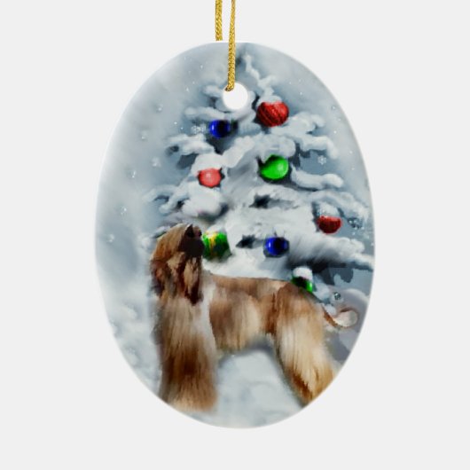 Afghan Hound Weihnachtsgeschenke Keramikornament (Hinten)