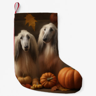 Afghan Hound Welpe Herbstfreude Kürbis Kleiner Weihnachtsstrumpf