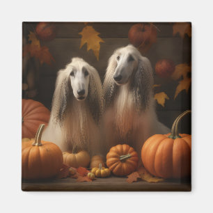 Afghan Hound Welpe Herbstfreude Kürbis Magnet