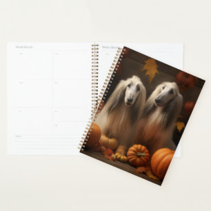 Afghan Hound Welpe Herbstfreude Kürbis Planer