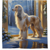 Afghan Hound With Christmas Lights Holiday Duschvorhang (Vorderseite)