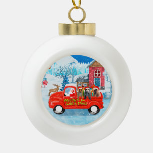 Afghan Hounds Hund im Weihnachtslieferwagen Schnee Keramik Kugel-Ornament