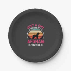 Afghan Hounds Retro Sonnenuntergang Hunde Liebhabe Pappteller