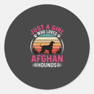 Afghan Hounds Retro Sonnenuntergang Hunde Liebhabe Runder Aufkleber