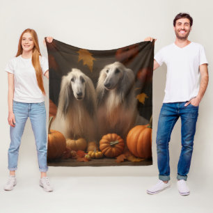 afghan Puppy Autumn Delight Pumpkin Fleecedecke