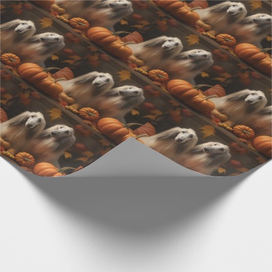afghan Puppy Autumn Delight Pumpkin Geschenkpapier (Ecke)