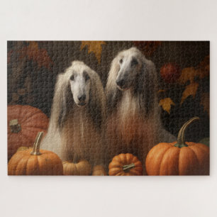 afghan Puppy Autumn Delight Pumpkin Puzzle