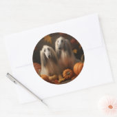 afghan Puppy Autumn Delight Pumpkin Runder Aufkleber (Umschlag)