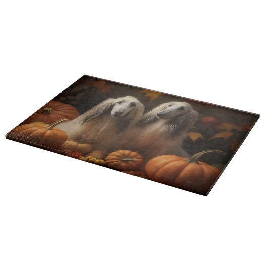 afghan Puppy Autumn Delight Pumpkin Schneidebrett (Ecke)