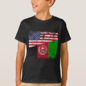 AFGHAN ROOTS Halbamerikanische Flagge USA AFGHANIS T-Shirt (Vorderseite)