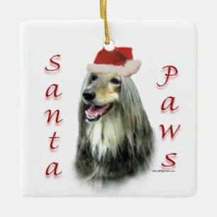 Afghan Santa Paws Magnet Keramikornament