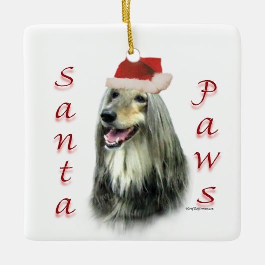 Afghan Santa Paws Magnet Keramikornament (Vorderseite)