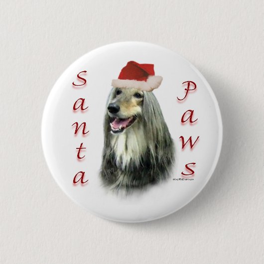 Afghan Santa Paws - Schaltfläche Button (Vorderseite)