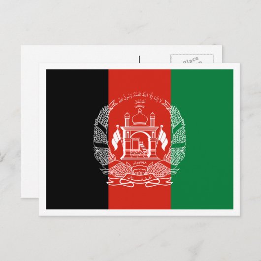 Afghanische Flagge, Flagge Postkarte (Vorne/Hinten)