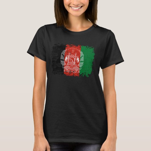Afghanische Flagge Vintag geerdigte Zeichenstil dr T-Shirt (Vorderseite)