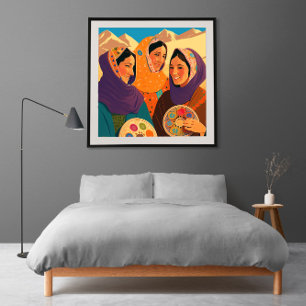 Afghanische Frauen spielen Darya Puzzle