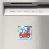 Afghanische Hunde Hund in Weihnachten Lkw Schnee Magnet (In Situ (Geschirrspüler))