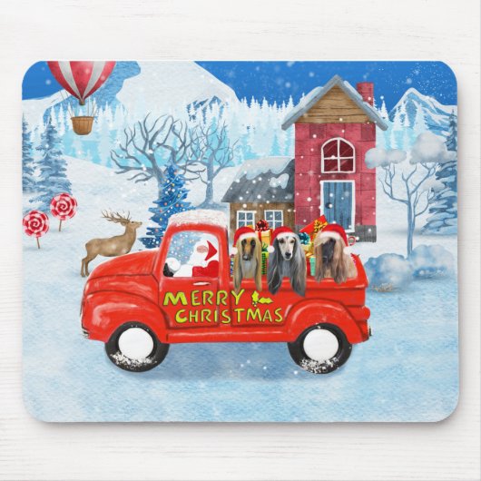 Afghanische Hunde Hund in Weihnachten Lkw Schnee Mousepad (Vorne)