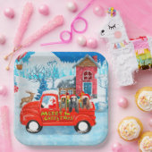 Afghanische Hunde Hund in Weihnachten Lkw Schnee Pappteller (Party)