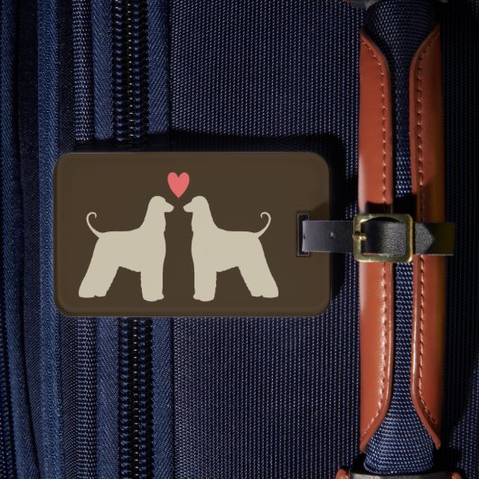 Afghanische Hunde-Silhouetten mit Herz Gepäckanhänger (Vorderseite Insitu 4)