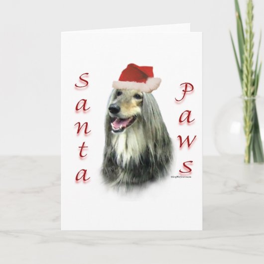 Afghanische Santa Paws Feiertagskarte (Vorderseite)