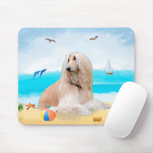 Afghanischer Hund am Strand Mousepad (Mit Mouse)