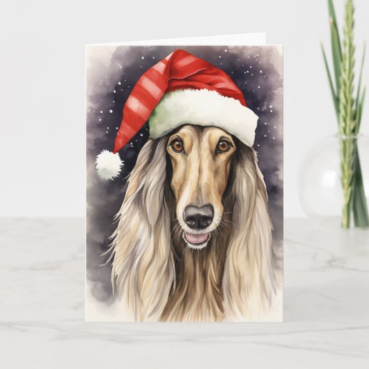 Afghanischer Hund Hund Weihnachten Weihnachtsfeier Dankeskarte (Vorderseite)