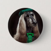 afghanischer Hund in St. Patrick's Day Dress Button (Vorderseite)