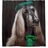 afghanischer Hund in St. Patrick's Day Dress Duschvorhang (Vorderseite)